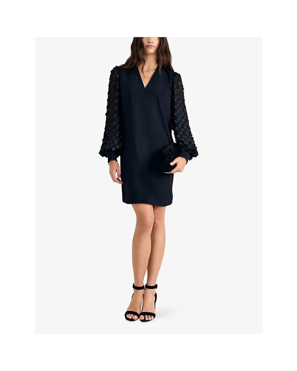 Phase Eight Black Laura Textured-Sleeve Woven Mini Dress