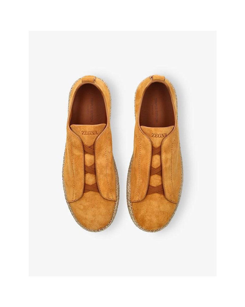 Zegna Orange Triple Stitch Suede Espadrilles for men