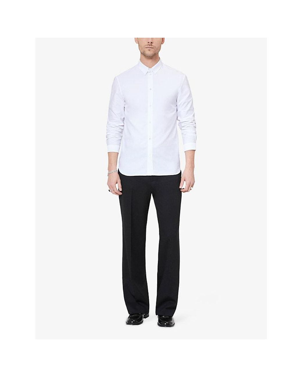 The Kooples White Strap-Detail Slim-Fit Cotton Shirt for men