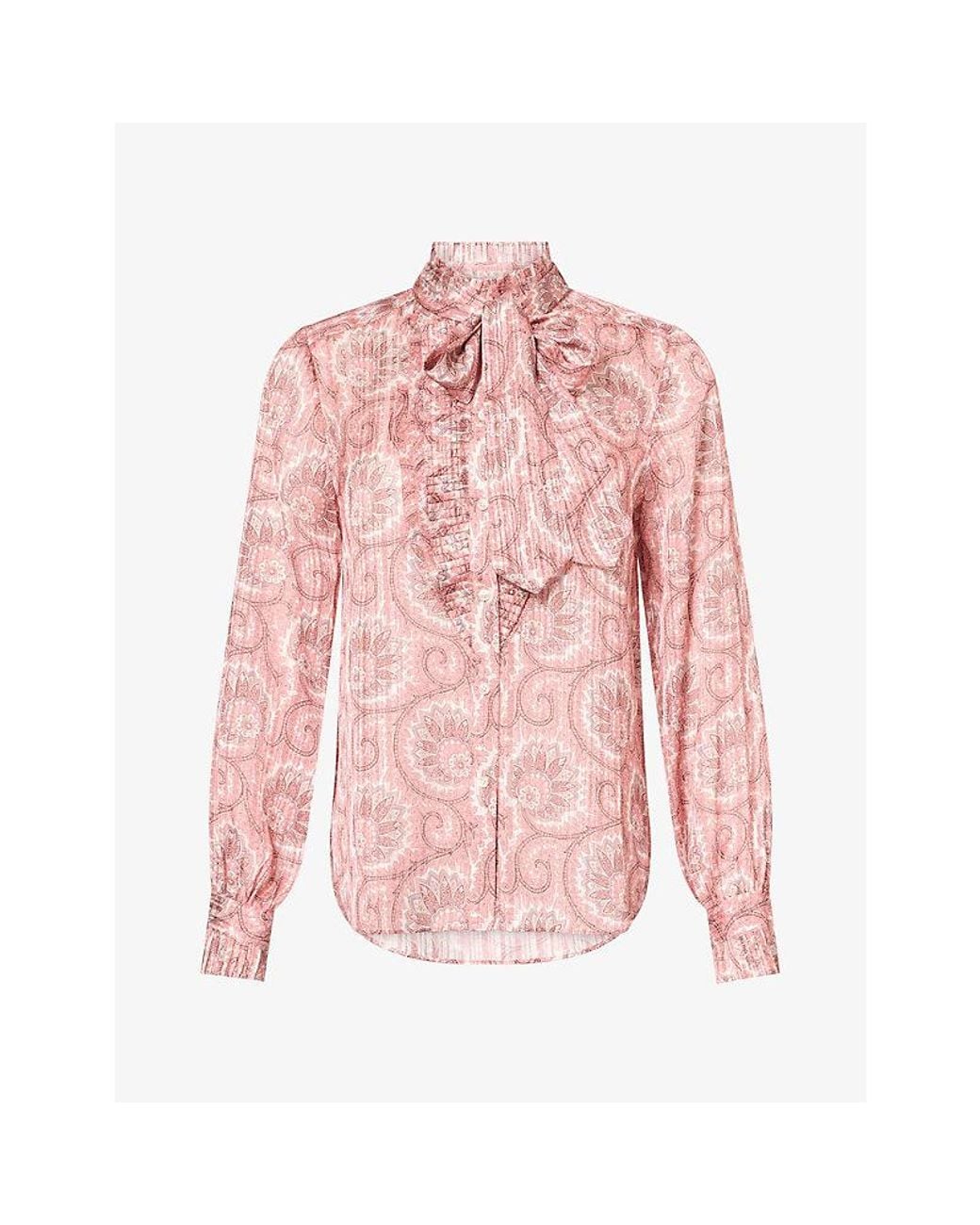 ME+EM Pink Paisley-Print Satin Blouse