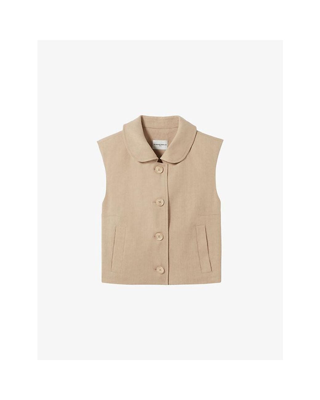 Claudie Pierlot Natural Tailored Button-Down Linen-Blend Jacket