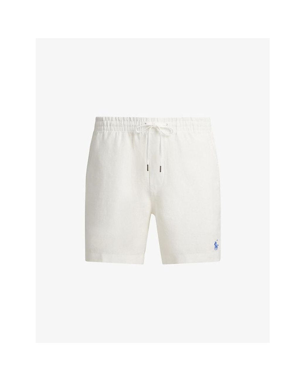 Polo Ralph Lauren White Logo-Embroidered Linen Shorts for men