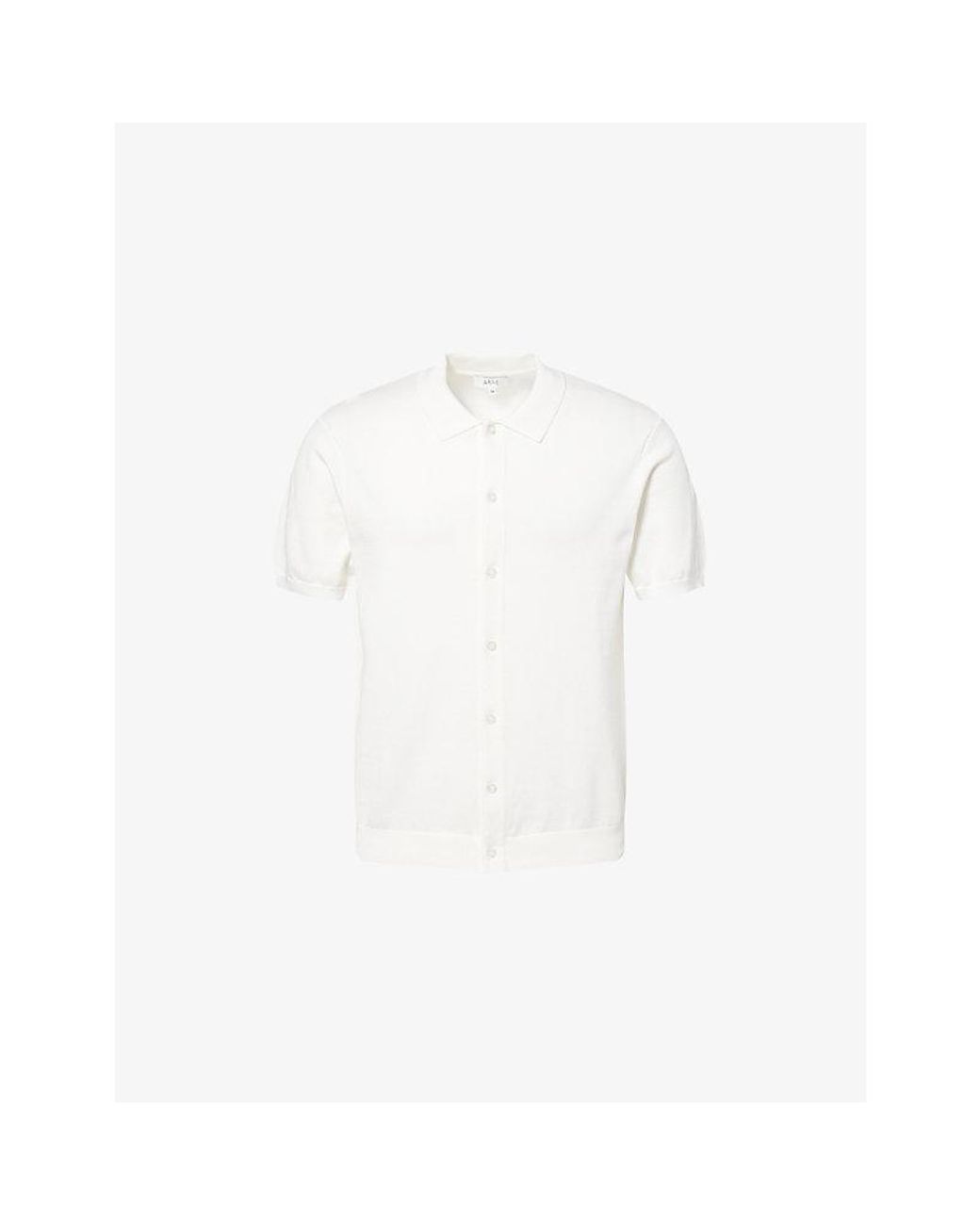 Arne White Short-Sleeve Knitted Cotton Shirt for men
