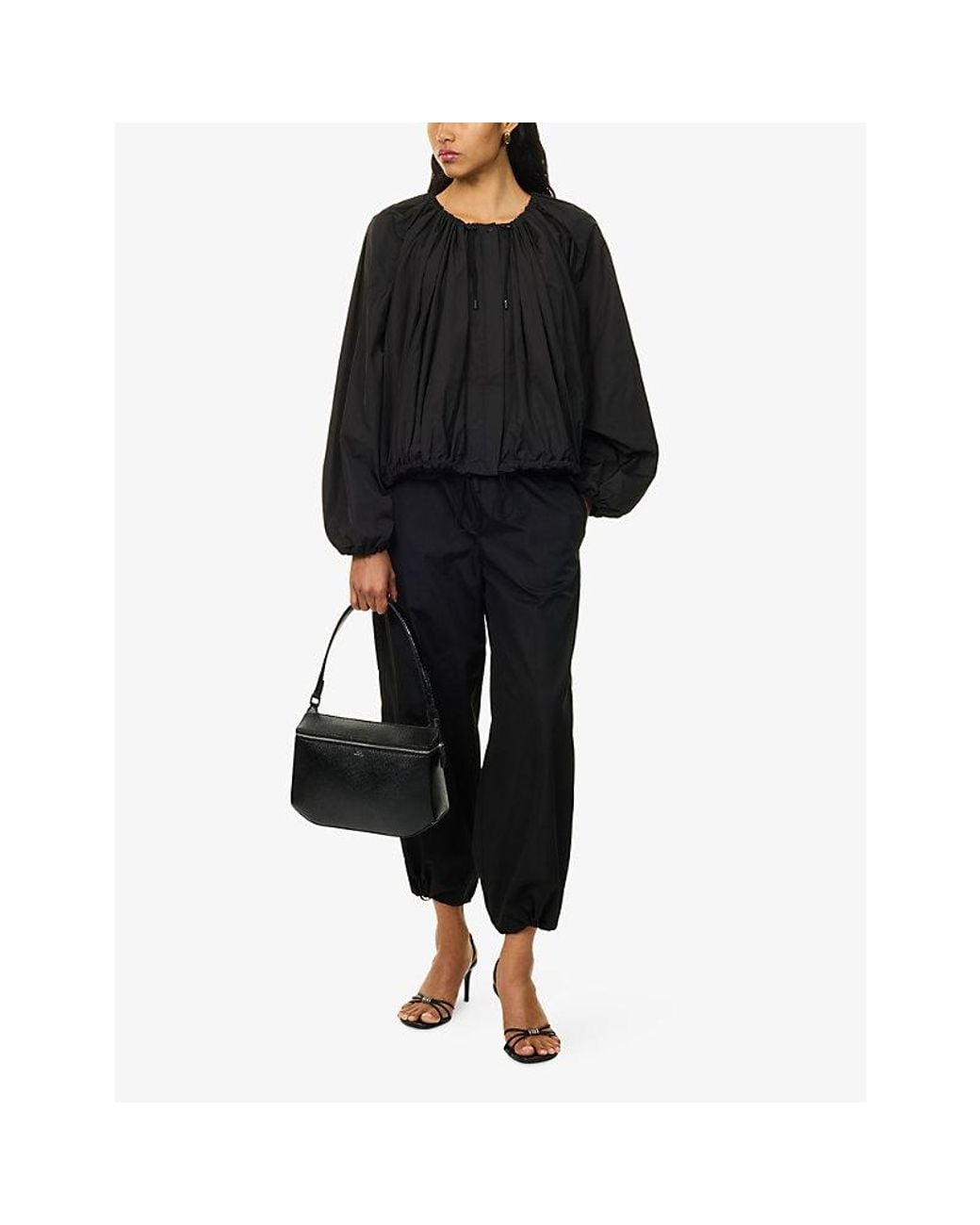 Totême Black Gathered Parachute Shell Jacket