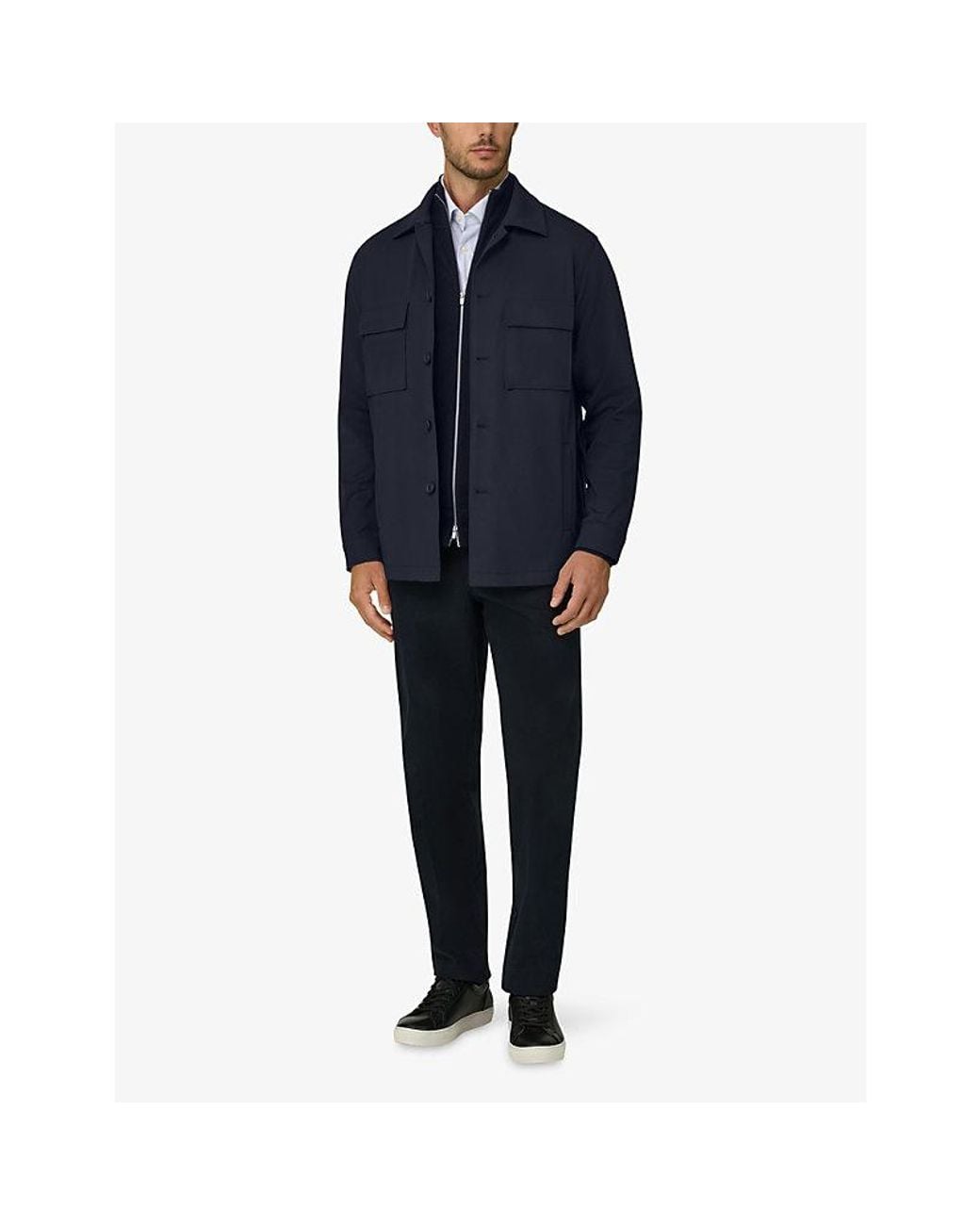 Boggi Blue Collared Zip-Up Stretch-Cotton Jacket for men