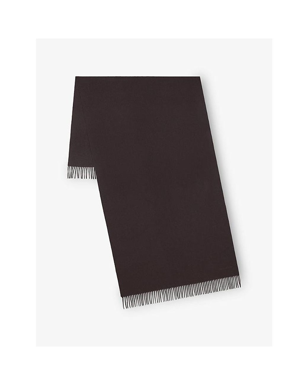 Mulberry Black Solid Logo-Embroidered Merino-Wool Scarf