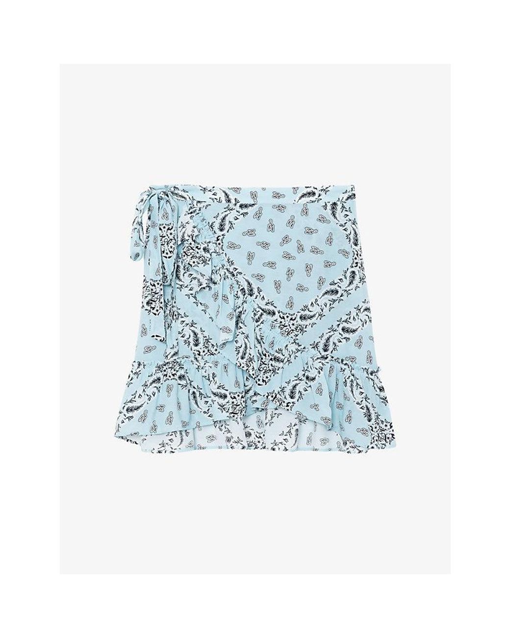 Zadig & Voltaire Blue Jupiter Wrap Bandana-Print Woven Mini Skirt