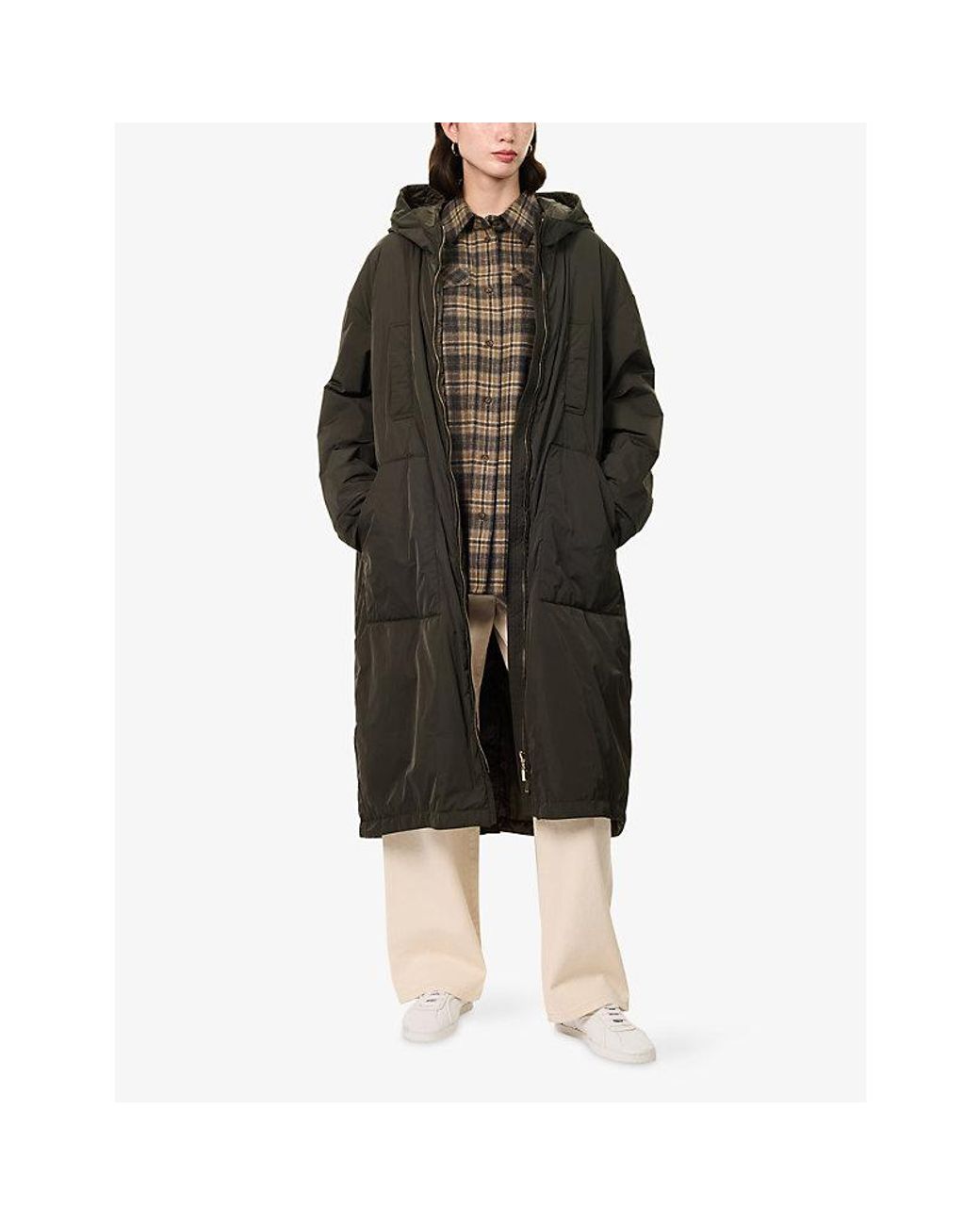Max Mara Gray Oversized Longline Parka Jacket