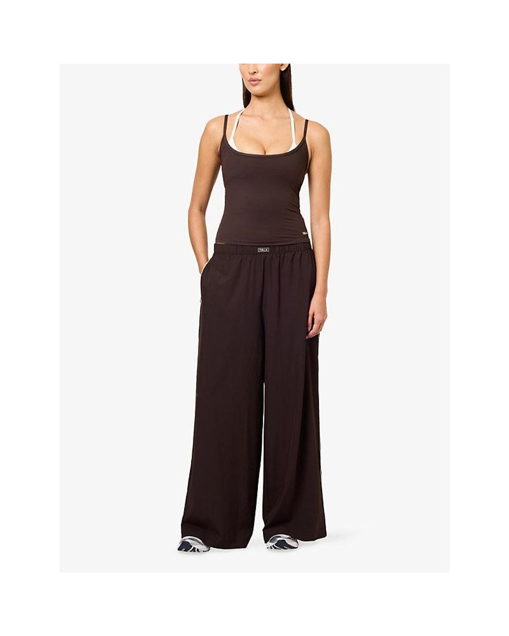 WE Are Tala Brown Dayflex Minimal Strappy Stretch-Woven Vest