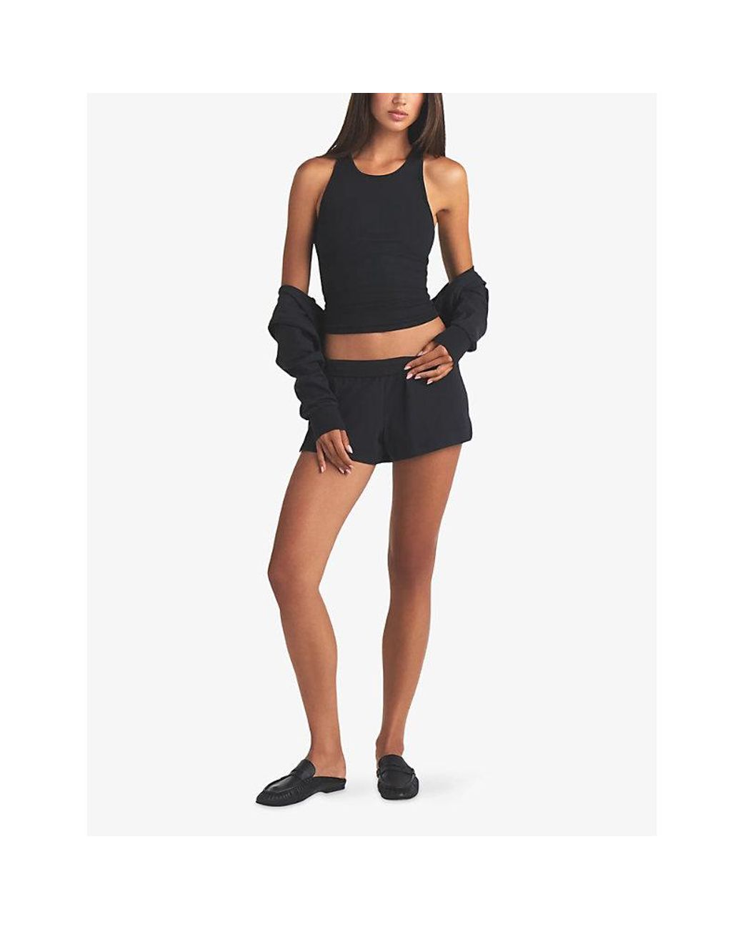 Skims Black Sleep Rib Jersey Tank Top