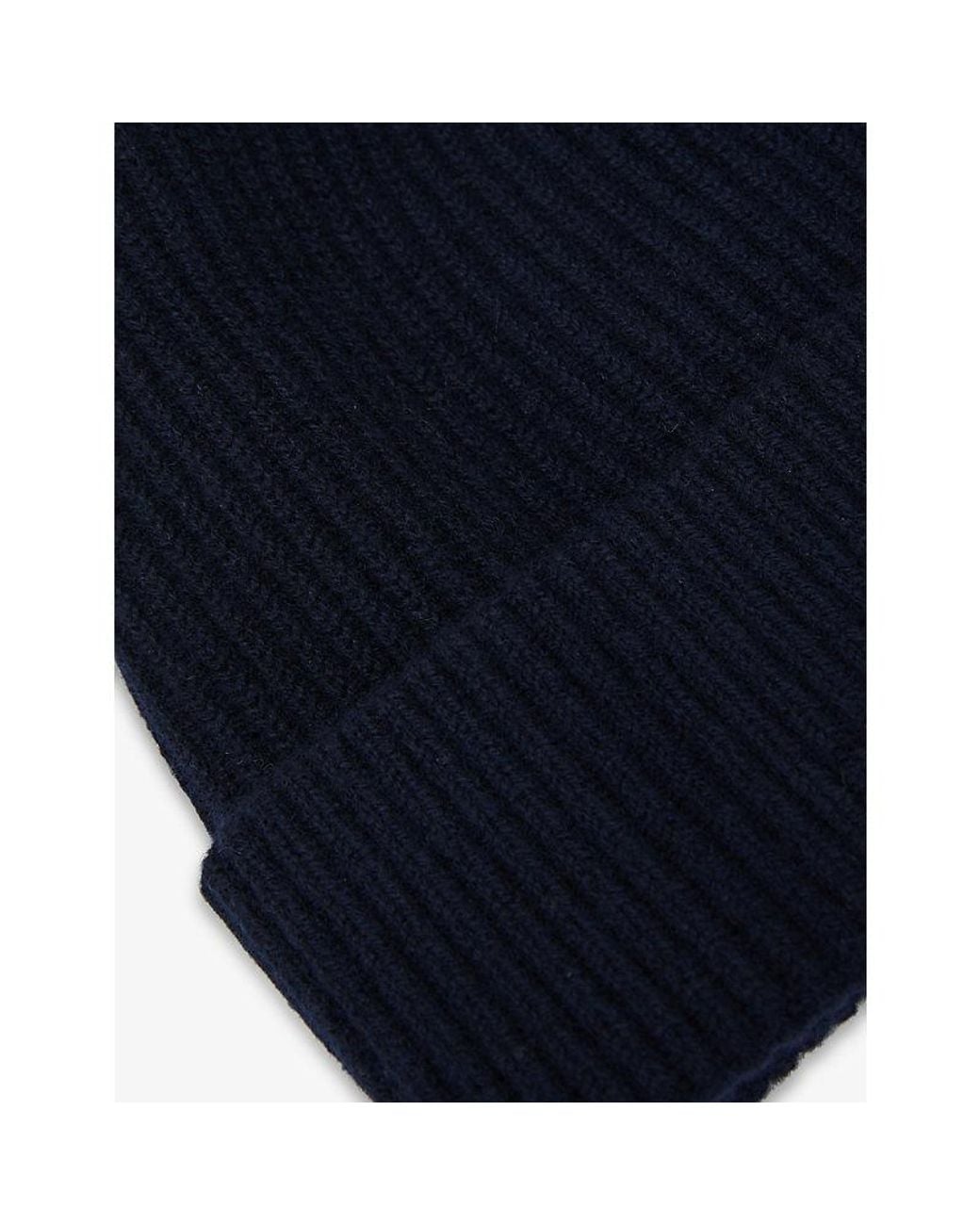 Reiss Blue Chaise Ribbed Wool Beanie for men