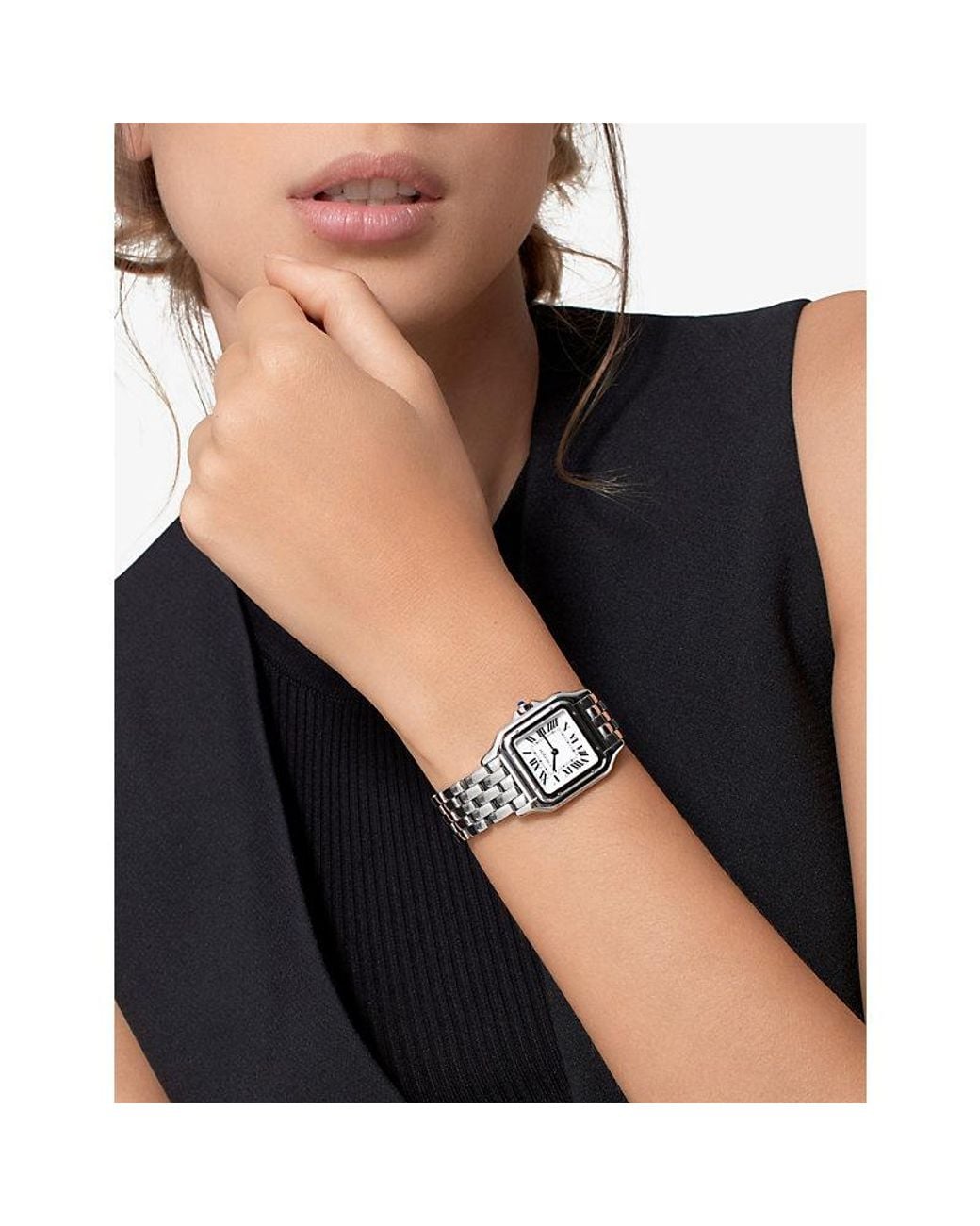Cartier White Panthère De Medium Quartz Watch 27Mm