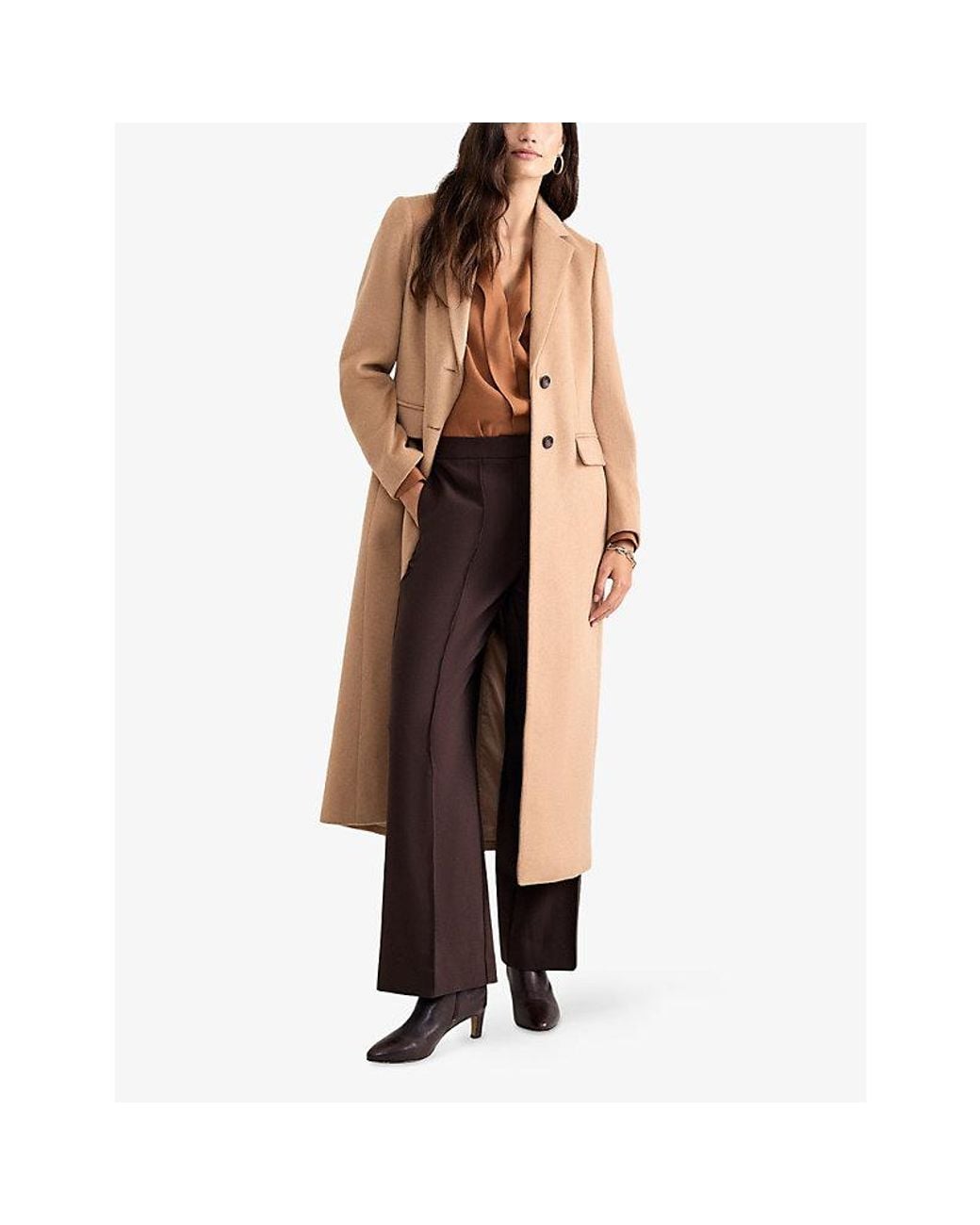 Phase Eight Natural Lydia Long Wool-Blend Coat