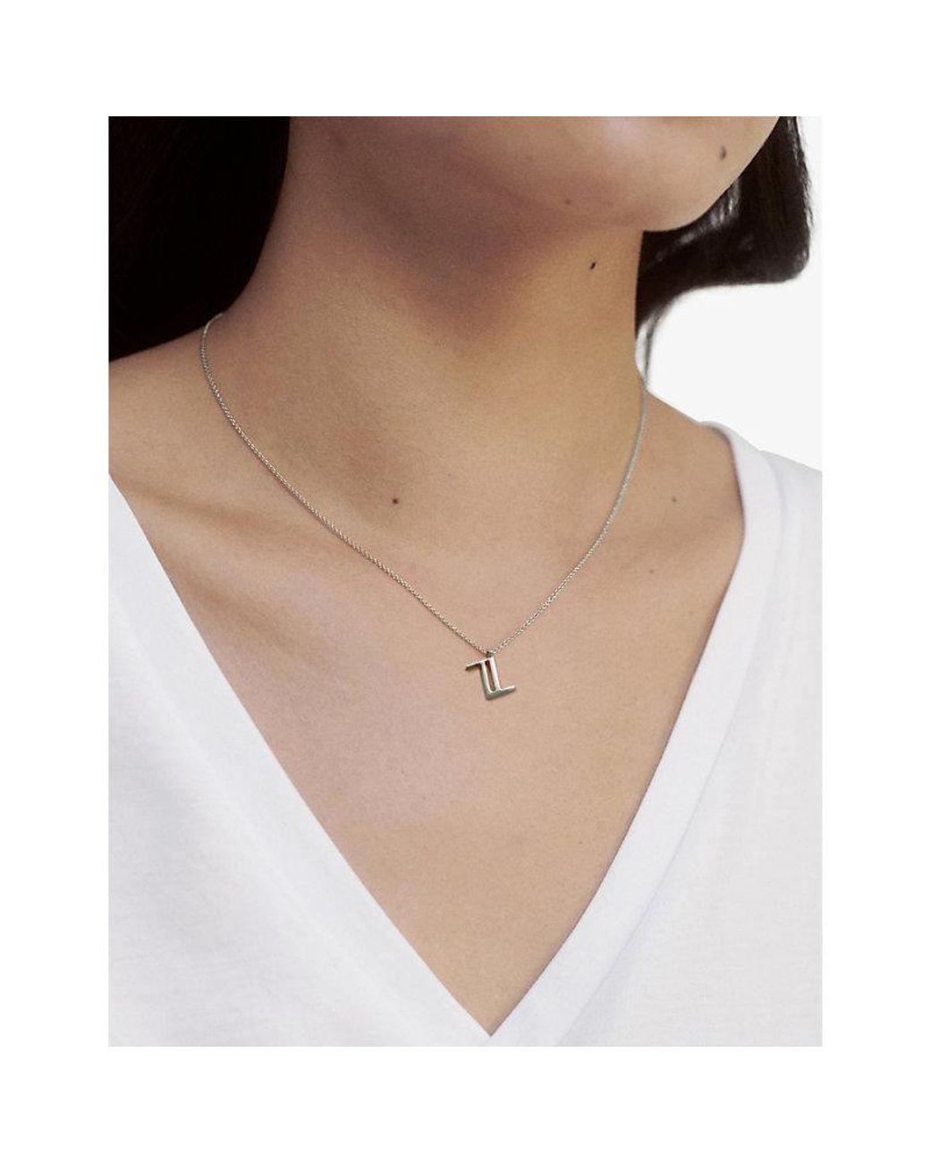 Monica Vinader White Z Letter-Charm Sterling- Pendant Necklace