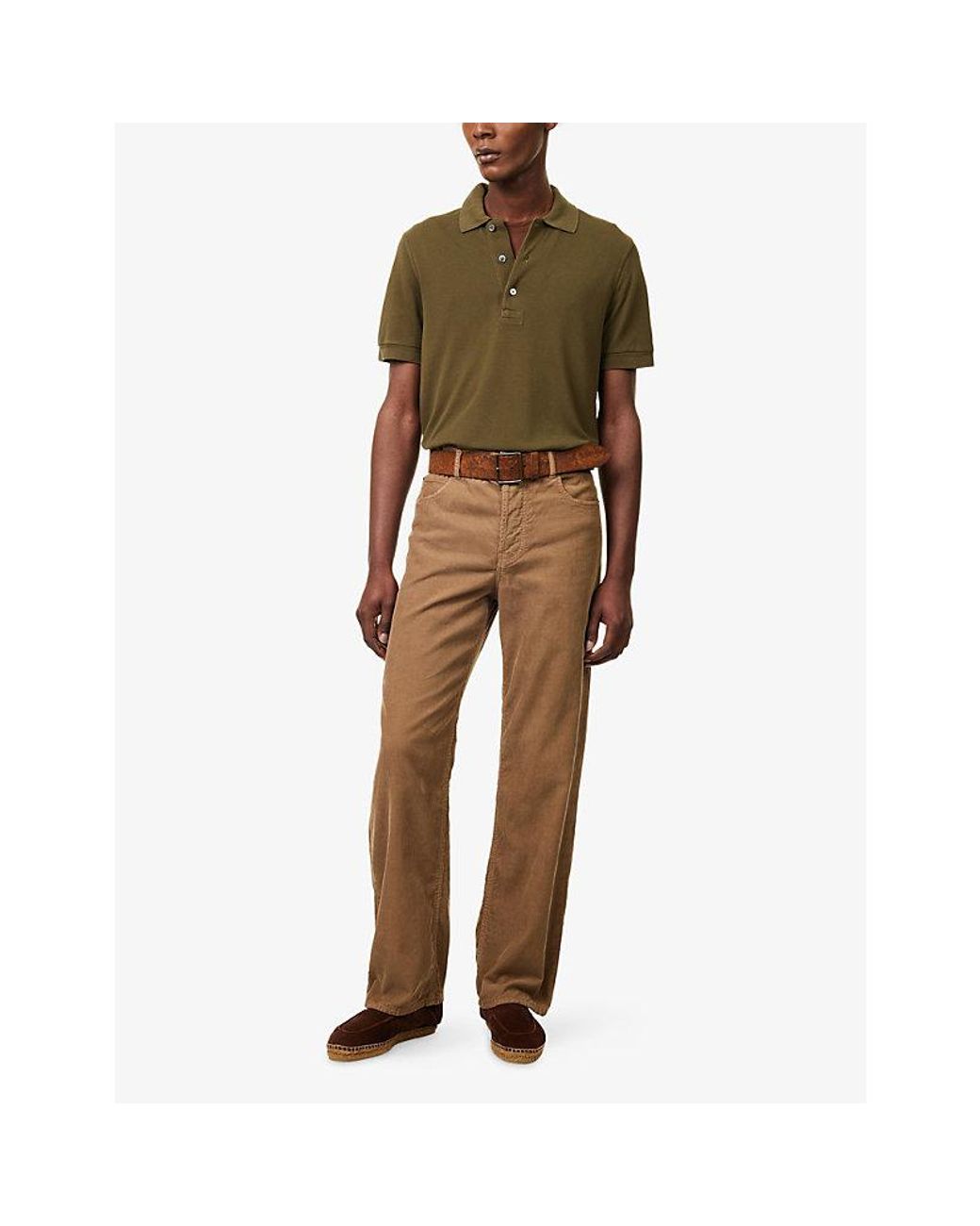 Tom Ford Green Embroidered-Logo Short-Sleeve Piquet Polo Shirt for men