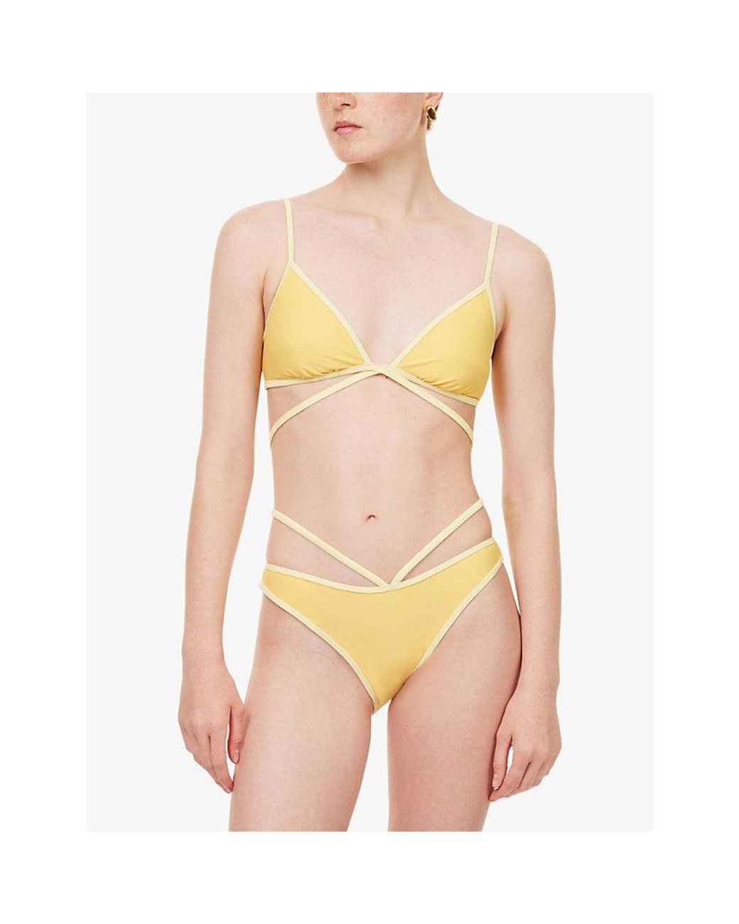 Jonathan Simkhai Yellow Harlen Tie-Front Bikini Top