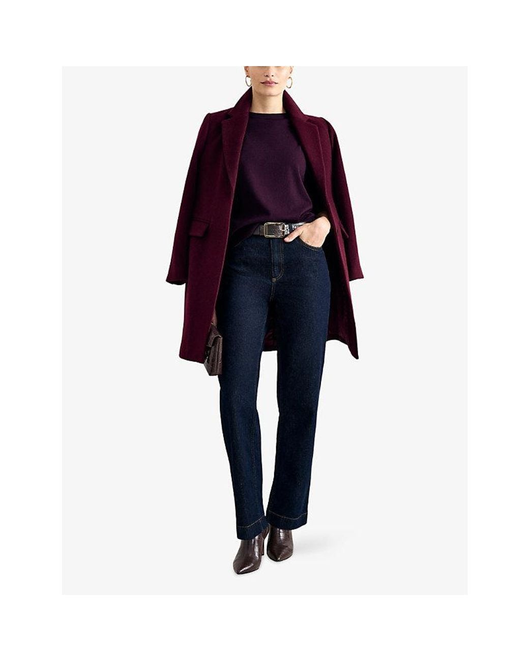 Phase Eight Purple Lydia Long Wool-Blend Coat