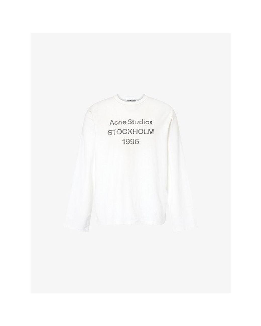 Acne White Edden 1996 Long-Sleeve Cotton T-Shirt for men