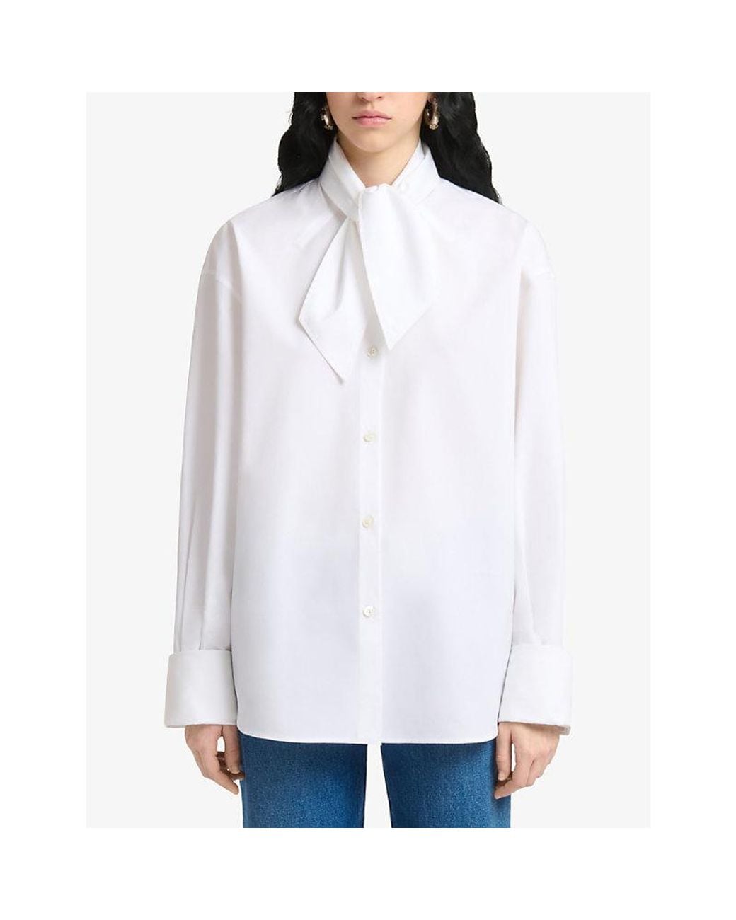 Marni White Neck-Tie Relaxed-Fit Cotton-Poplin Shirt