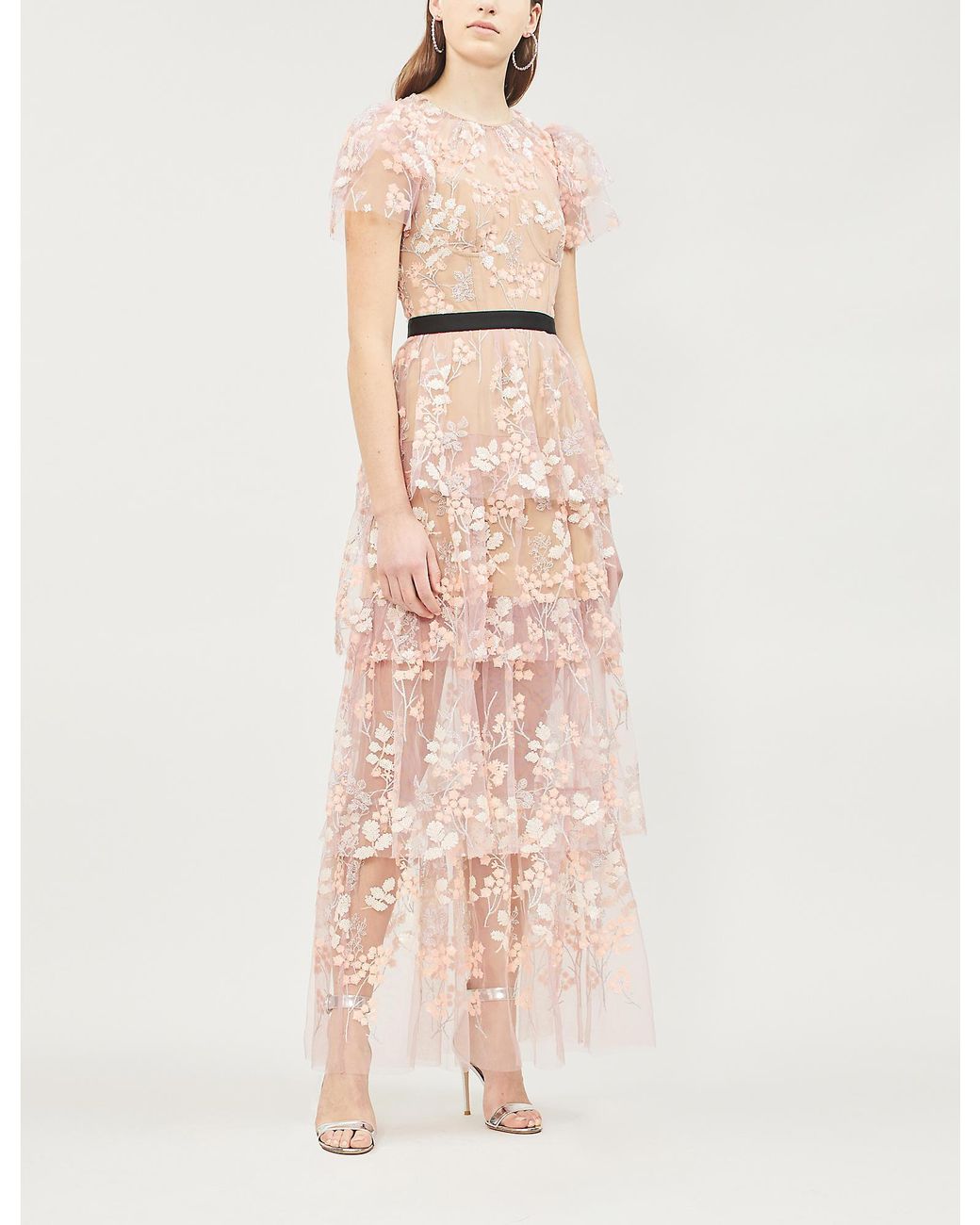 Self portrait floral store embroidered dress