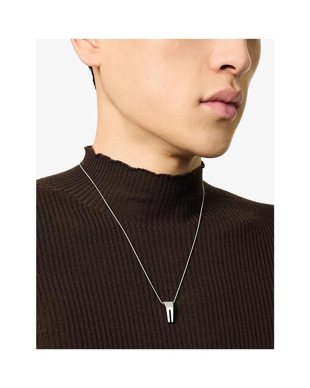 Rick Owens White Mini Open Trunk Brass Necklace for men