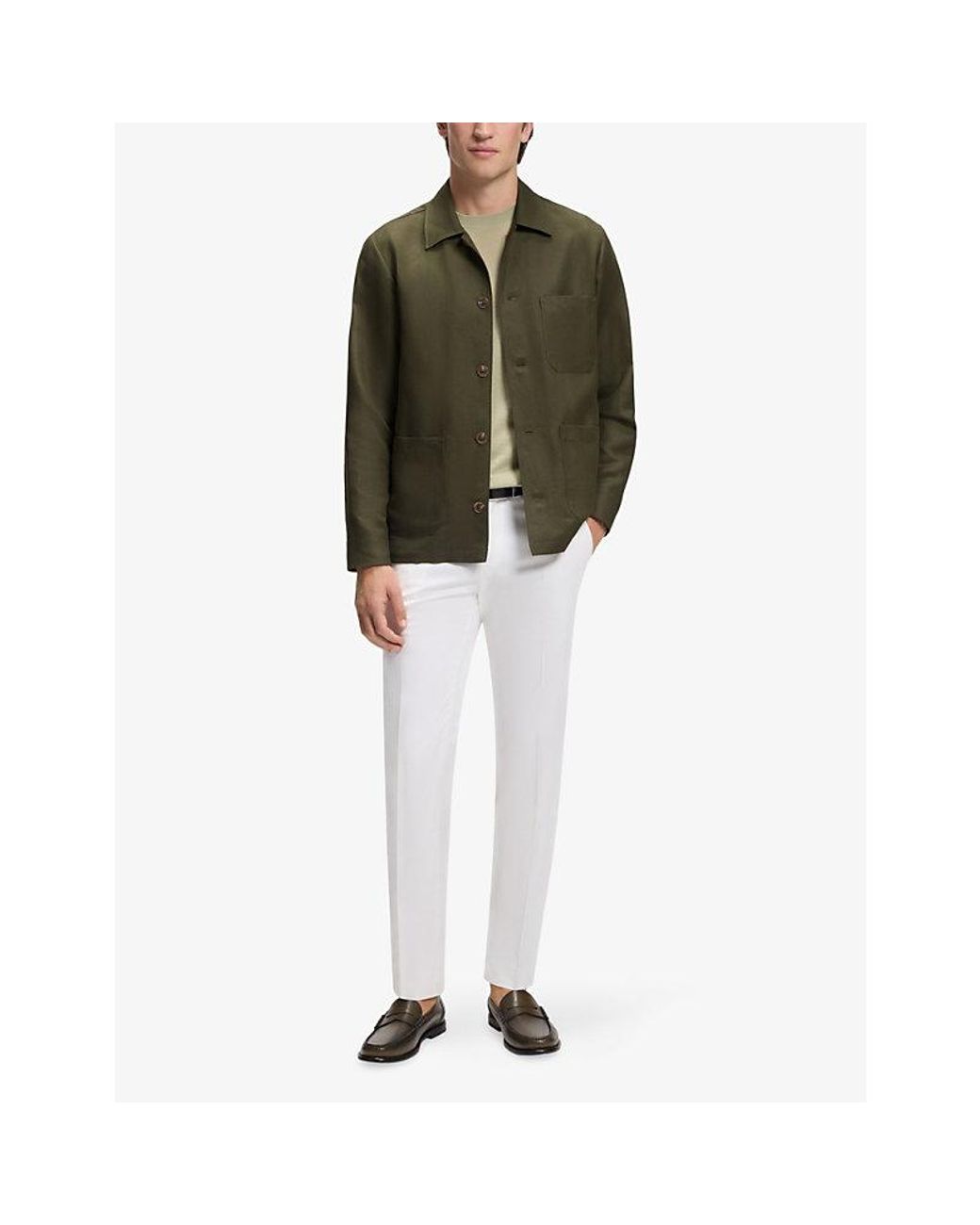 Boss Green Relaxed-Fit Chest-Pocket Linen Shirt for men