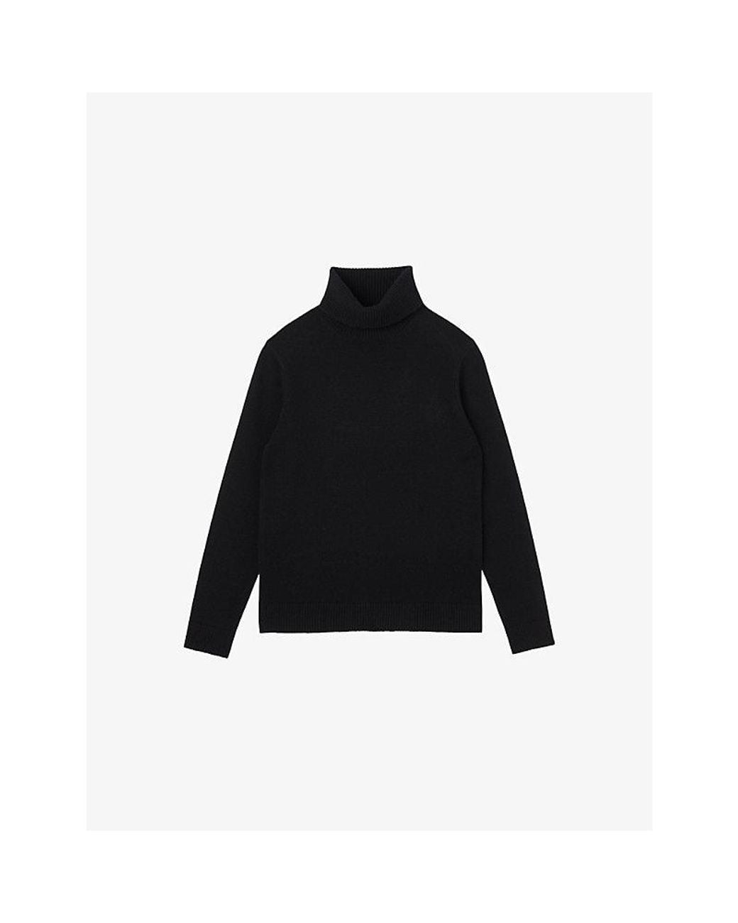 Sandro Black Turtleneck Knitted Wool-Blend Jumper for men