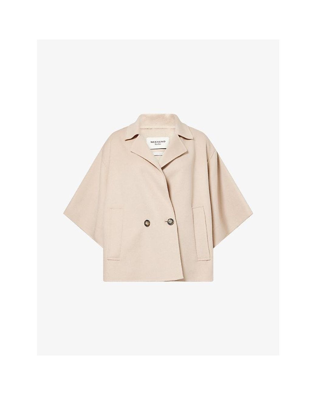 Weekend by Maxmara Natural Short-Sleeve Double-Breasted Wool Coat