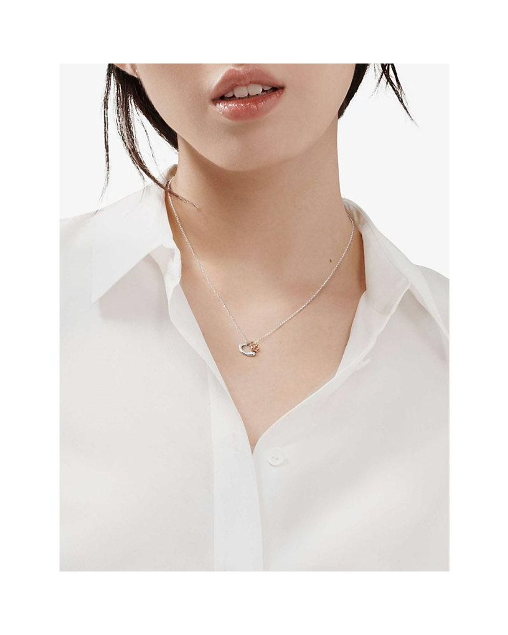 Tiffany & Co Metallic Elsa Peretti&Reg; Open Heart Sterling And 18Ct Rose- Necklace