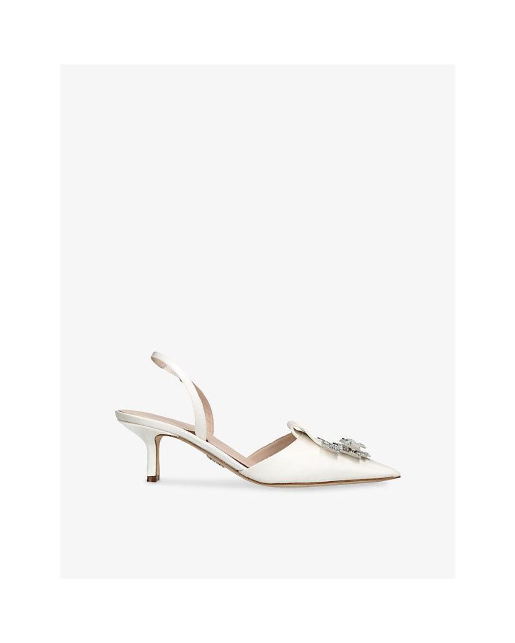 Rodo White Dafne 55 Slingback Heeled Satin Mules