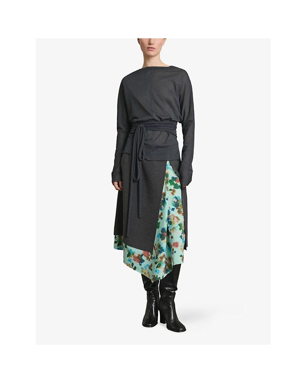 Soeur Blue Luth Reversible Wrap-Front Cotton-Blend Top