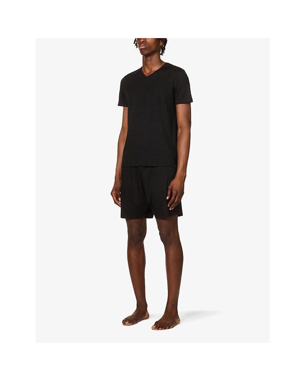 Derek Rose Black Basel Stretch-Jersey T-Shirt for men