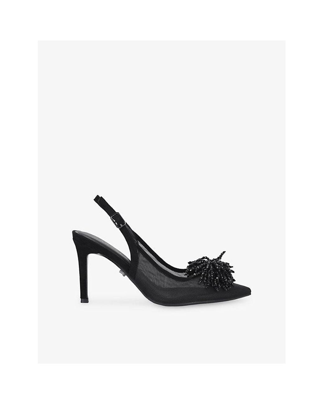Carvela Kurt Geiger Black Lucia Woven Sling-Back Courts