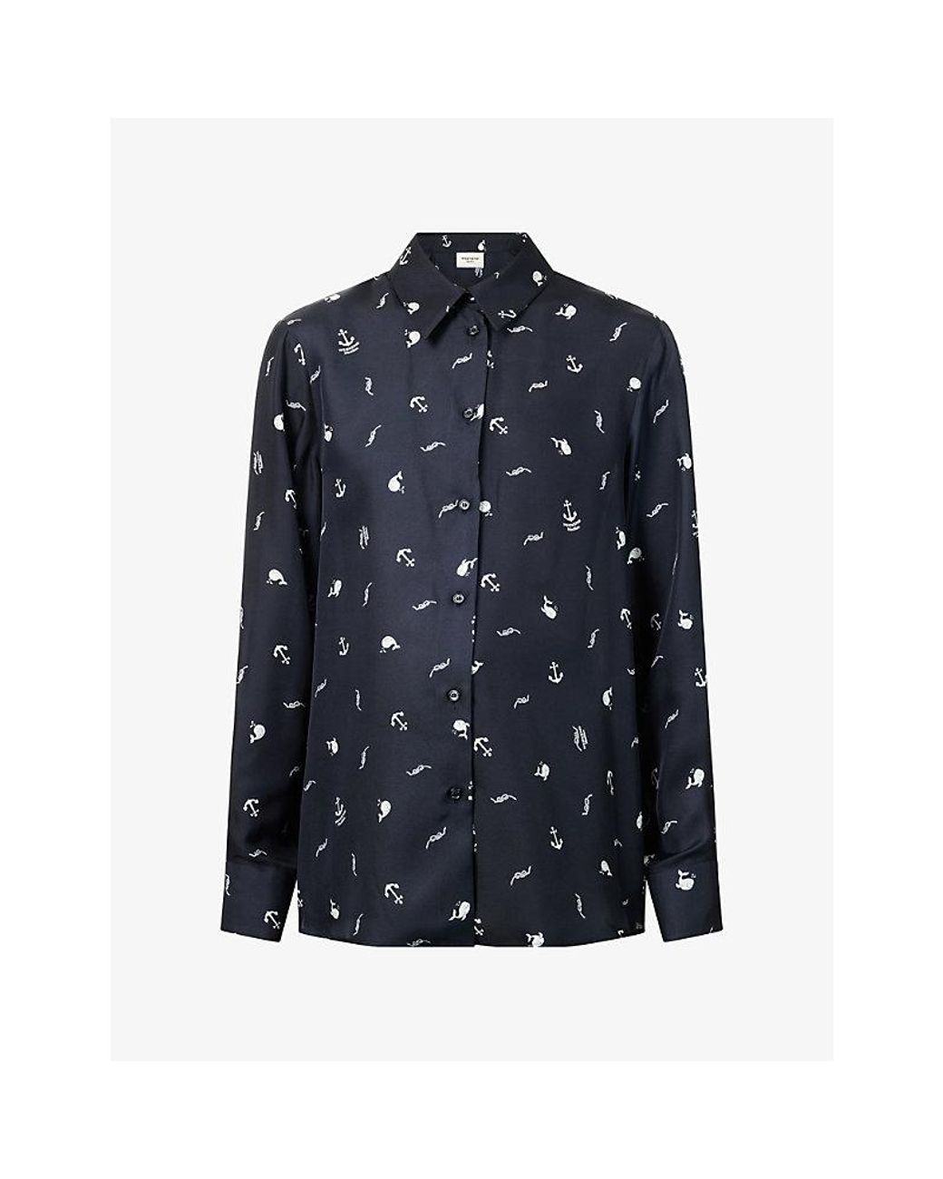 Weekend by Maxmara Blue Printed Motif Silk Shirt