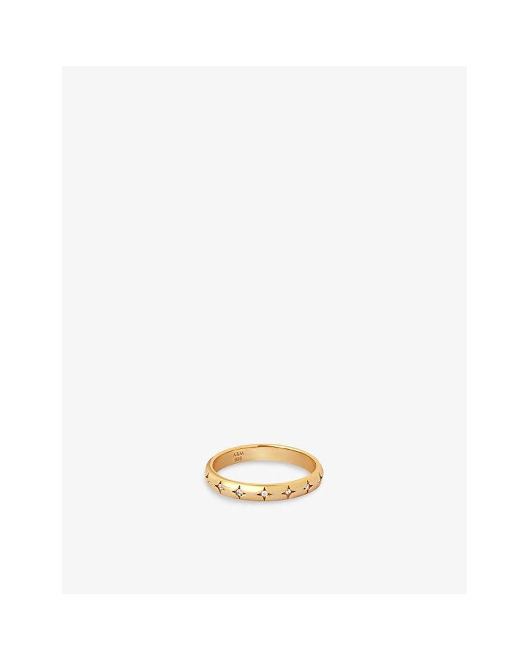 Astrid & Miyu Metallic Cosmic Star Sterling And Cubic Zirconia Ring