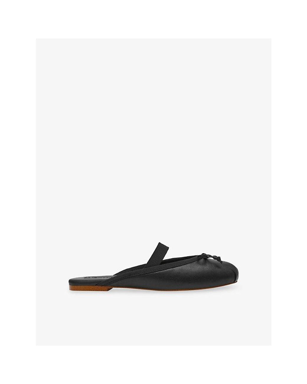 Steve Madden Black Cutesy Leather Ballerina Mules