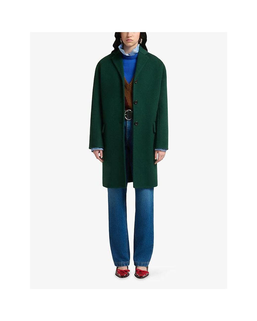 Marni Green Single-Breasted Wool And Cashmere Coat
