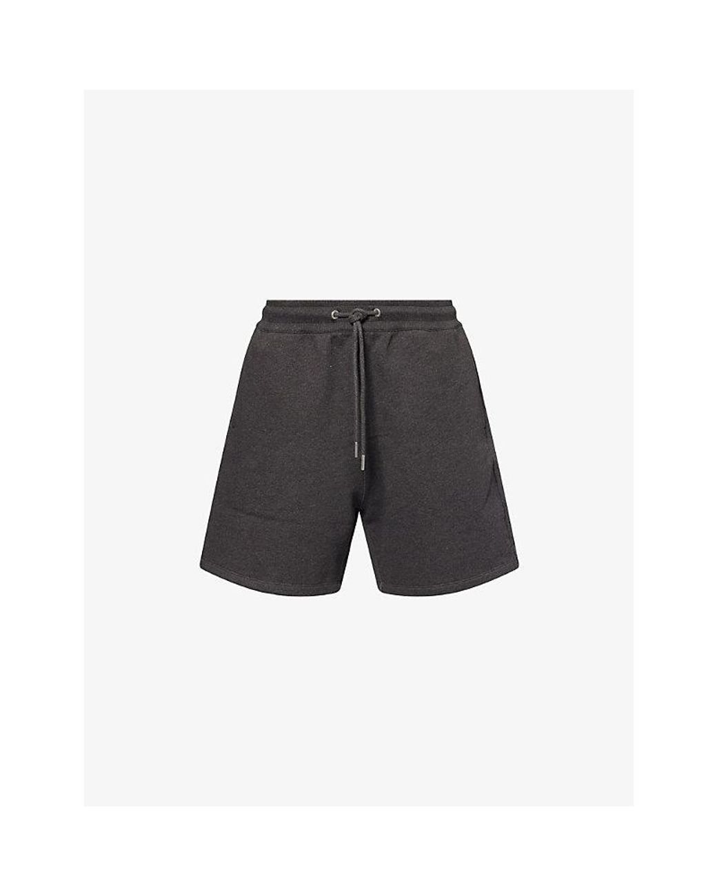 AMI Gray Relaxed-Fit Drawstring-Waist Cotton-Jersey Shorts for men