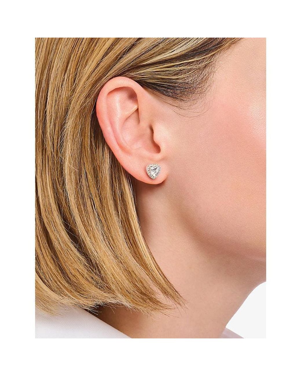 Thomas Sabo White Heart Halo 925 Sterling- And Cubic Zirconia Stud Earrings