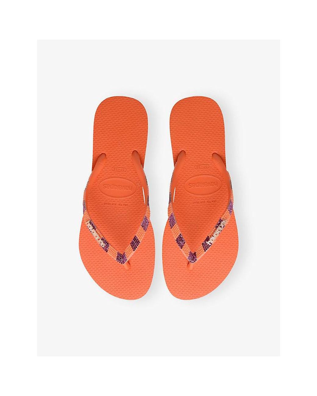 Havaianas Red Slim Glow Embellished Rubber Flip-Flops