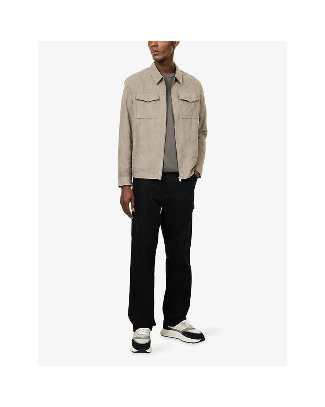 Arne Gray Slim-Fit Faux Suede Jacket for men
