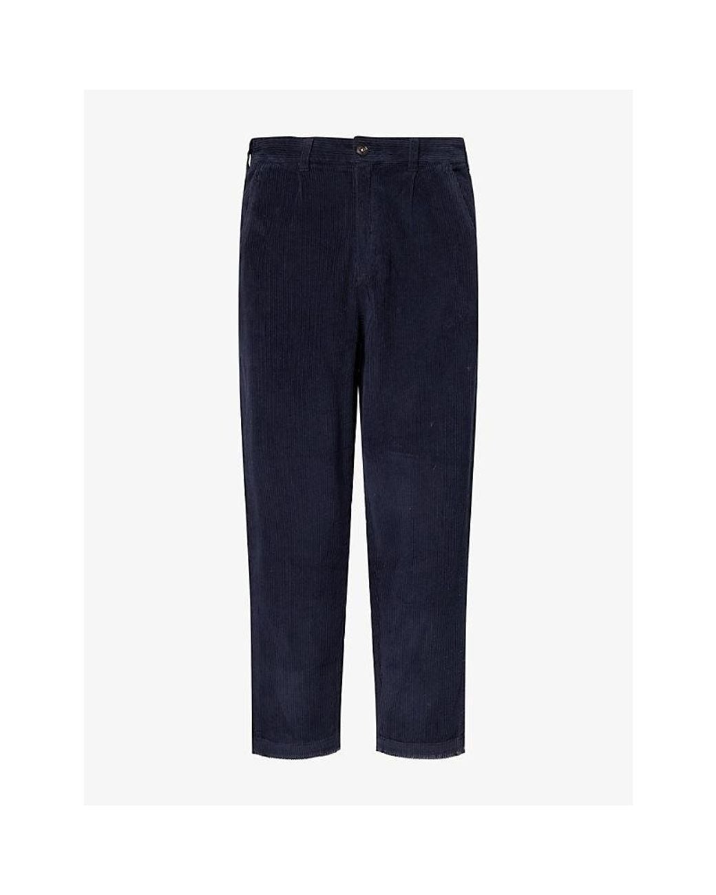Barbour Blue Relaxed Tapered Cotton Trousers for men