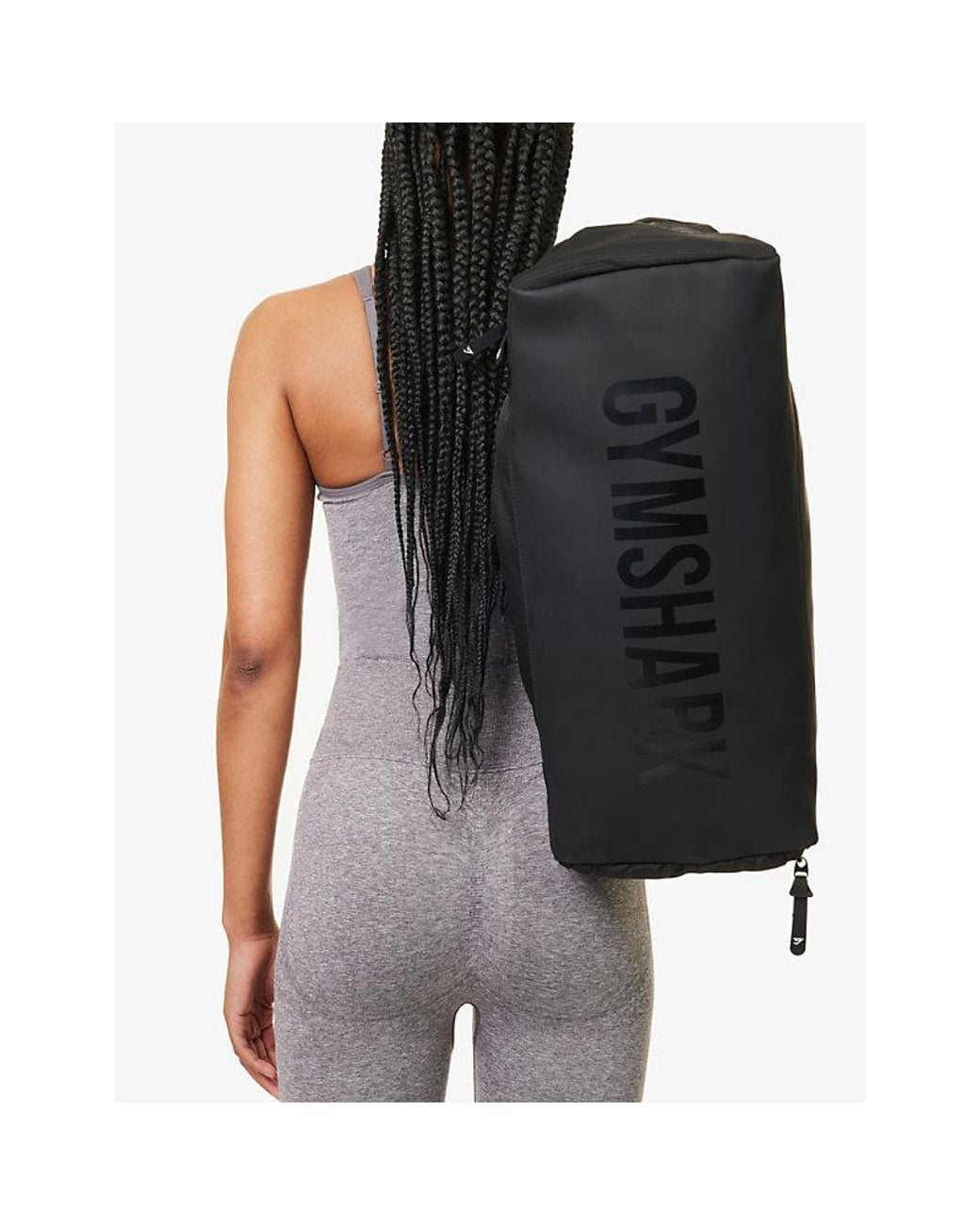 GYMSHARK Black Everyday Brand-Patch Woven Duffle Bag