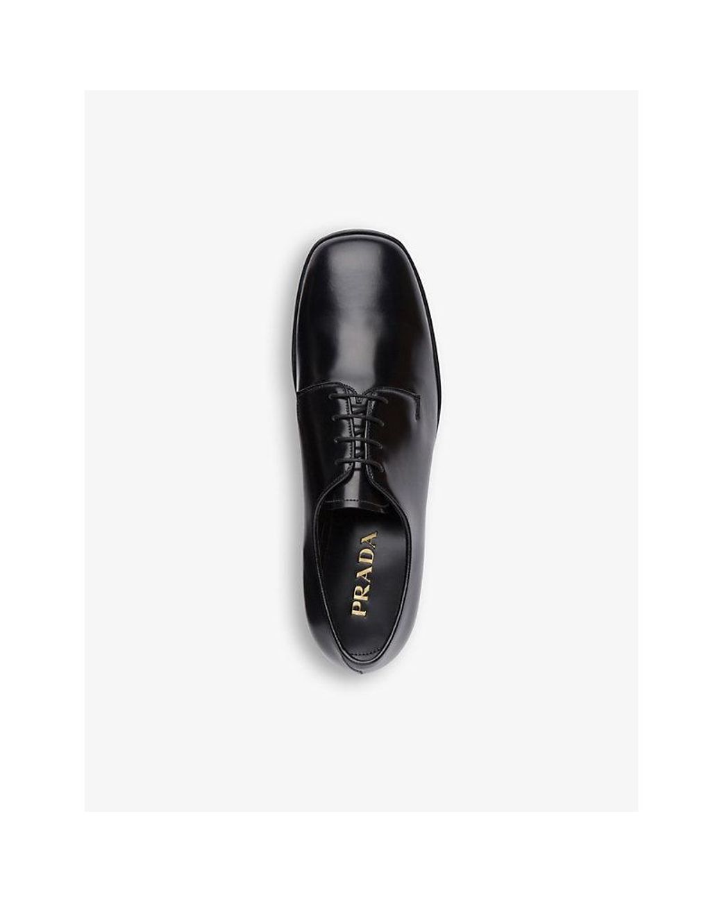Prada Black Brushed Laced Leather Derby Shoes for men