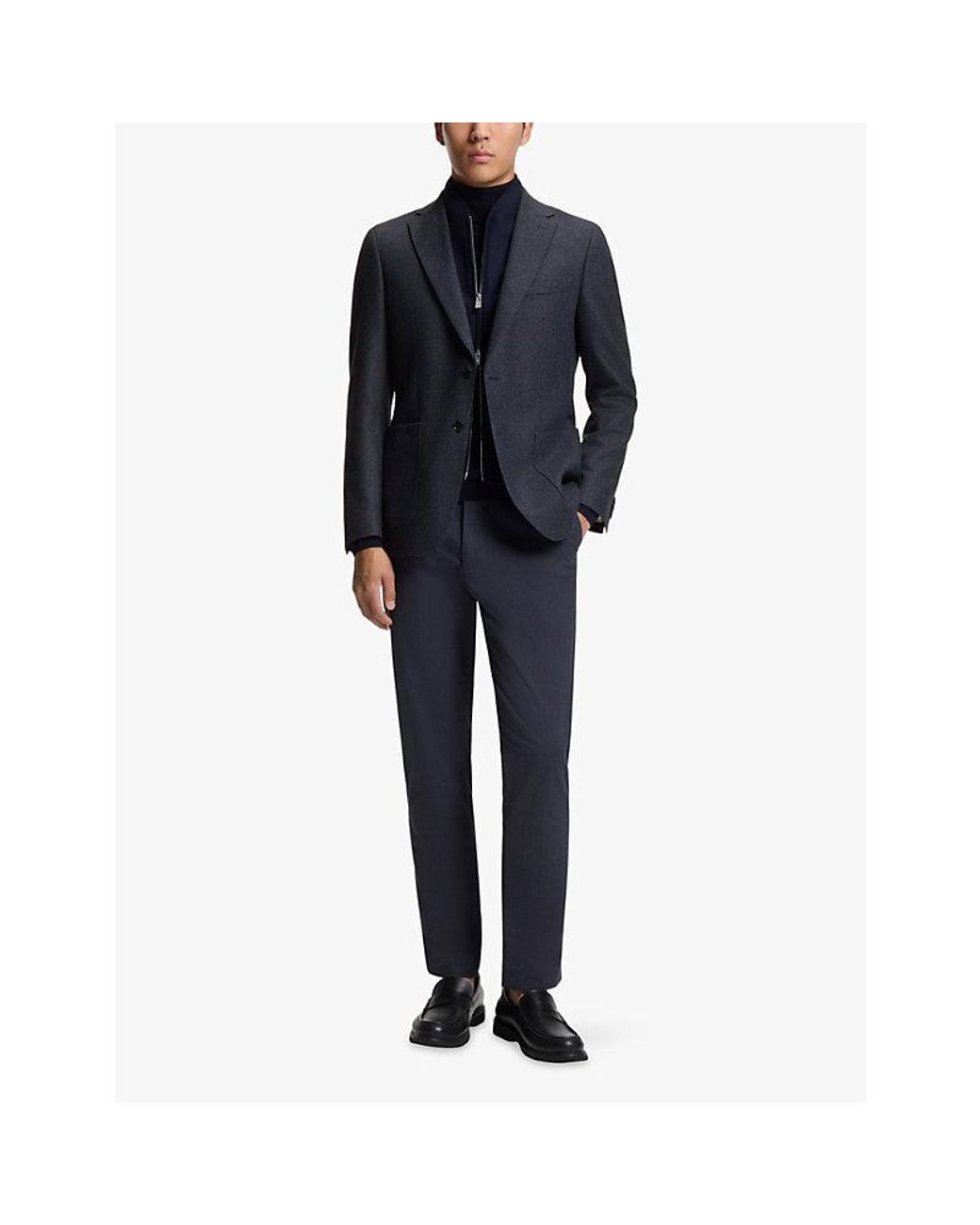 Boss Blue Removable-Lining Slim-Fit Wool-Blend Jacket for men