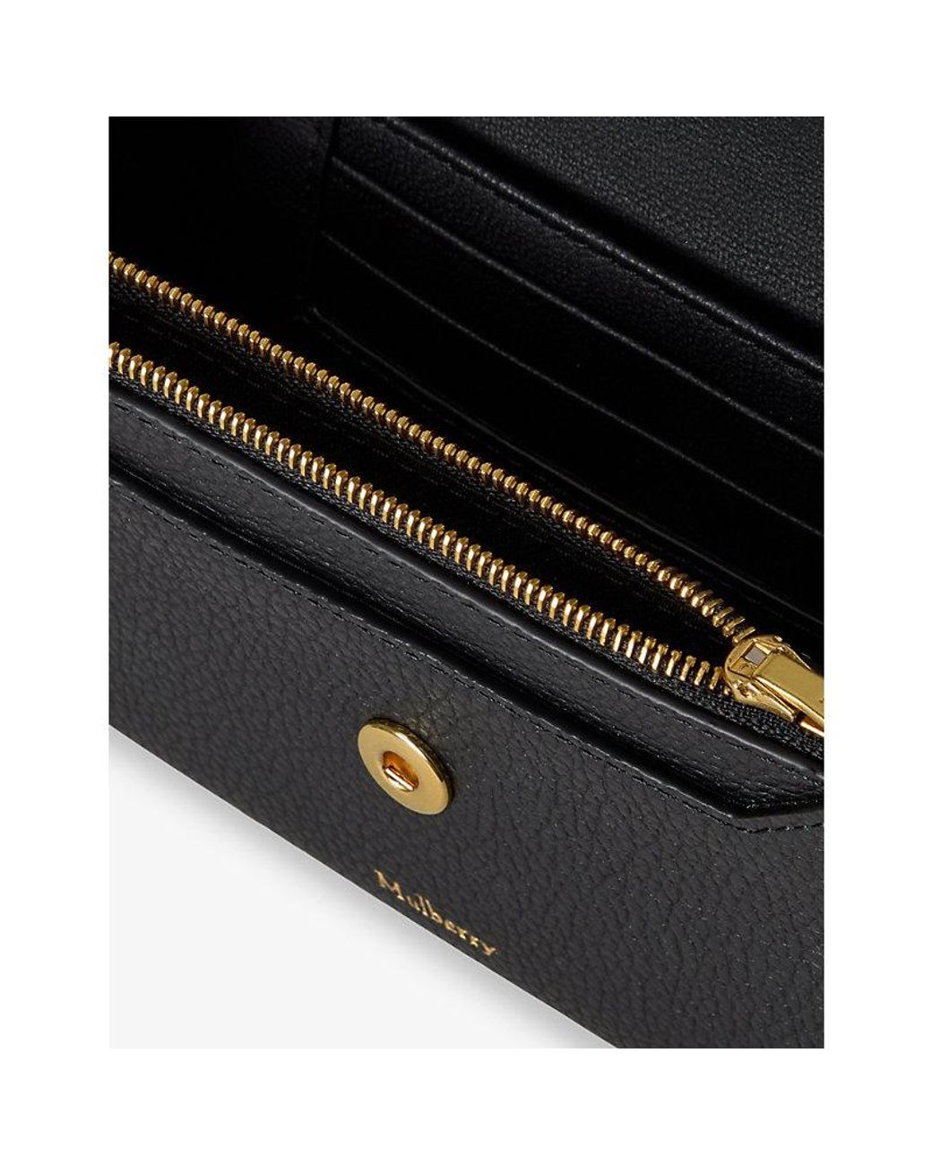 Mulberry Black Press Stud Grained Leather Wallet