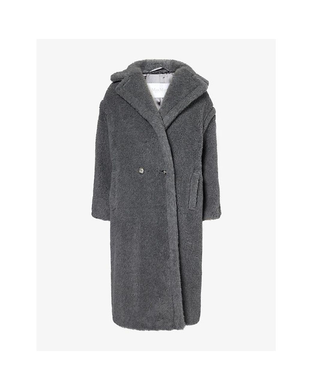 Max Mara Gray Teddy Bear Icon Wool-Blend Coat