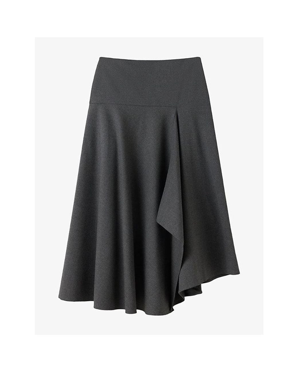 Whistles Gray Draped Asymmetric Woven Midi Skirt