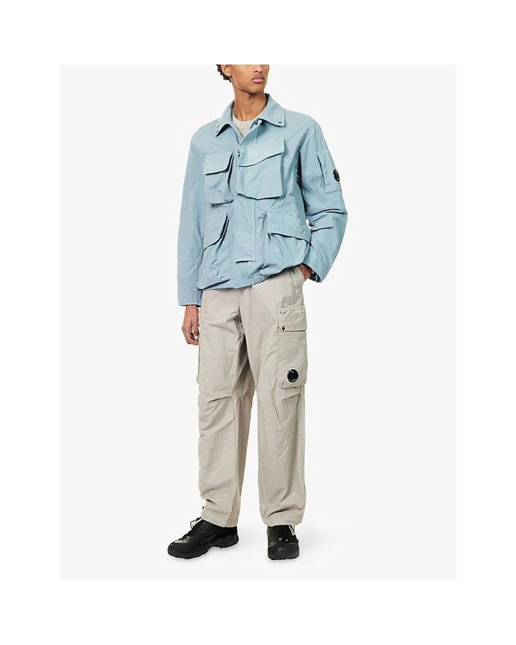 C P Company Blue Lens Patch-Pocket Woven Jacket for men