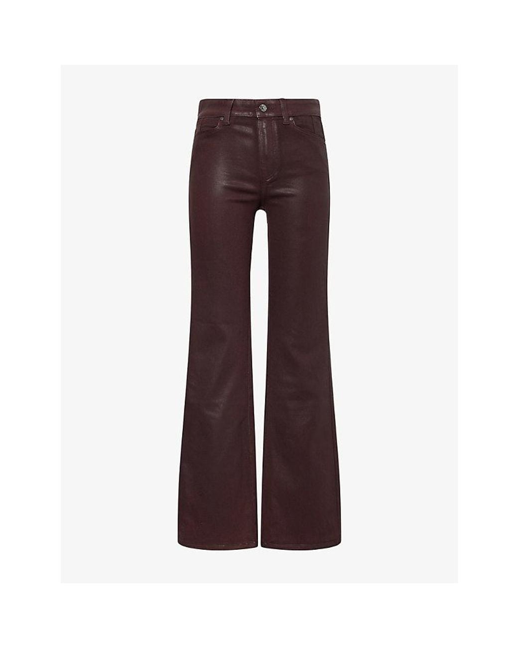 PAIGE Brown Sofia Flared-Leg Cotton-Blend Jeans